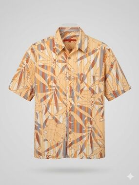 SIGNUM Luxury Abstract Tropical Stripe Shirt | L | Premium Euro Designer